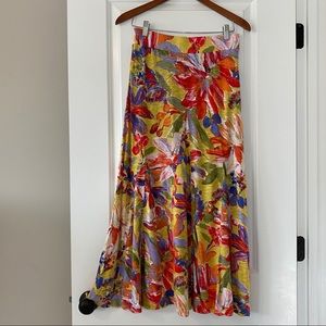 Tommy Bahama Abstract Floral Rayon Pull-On Midi Skirt w Godets